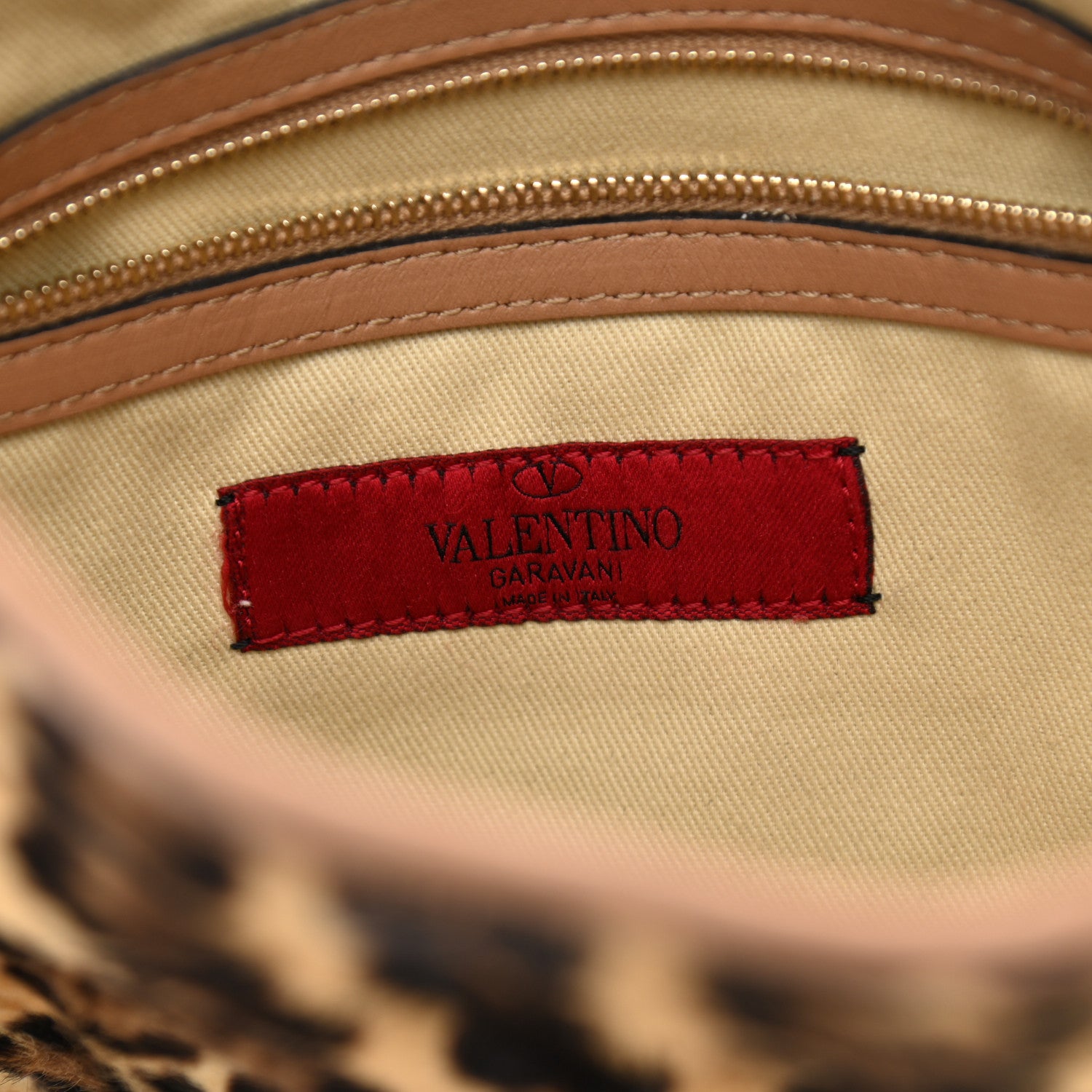 Valentino Garavani Calf Hair Leopard Print Rockstud Shopper Tote Tan 6 of 19