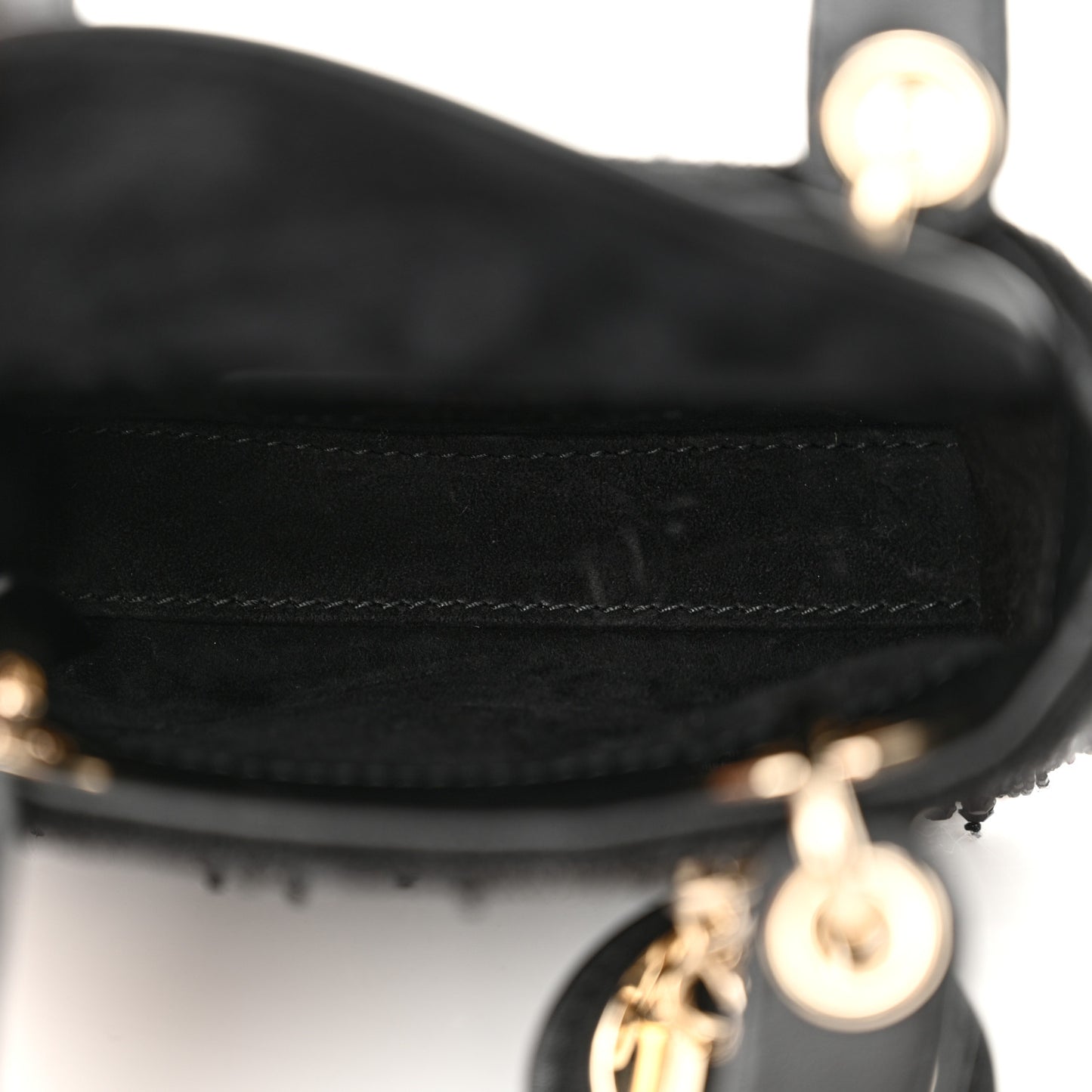 Lambskin Beaded Micro Lady Dior Black