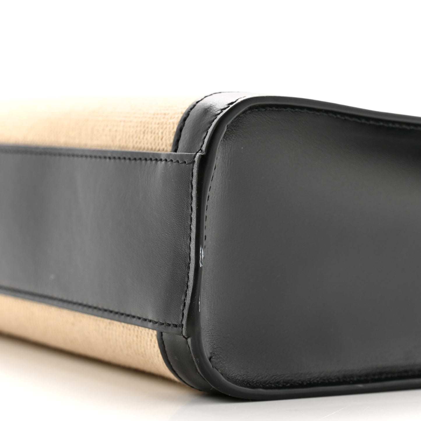 Canvas Calfskin Small Vertical Cabas Vanilla Black