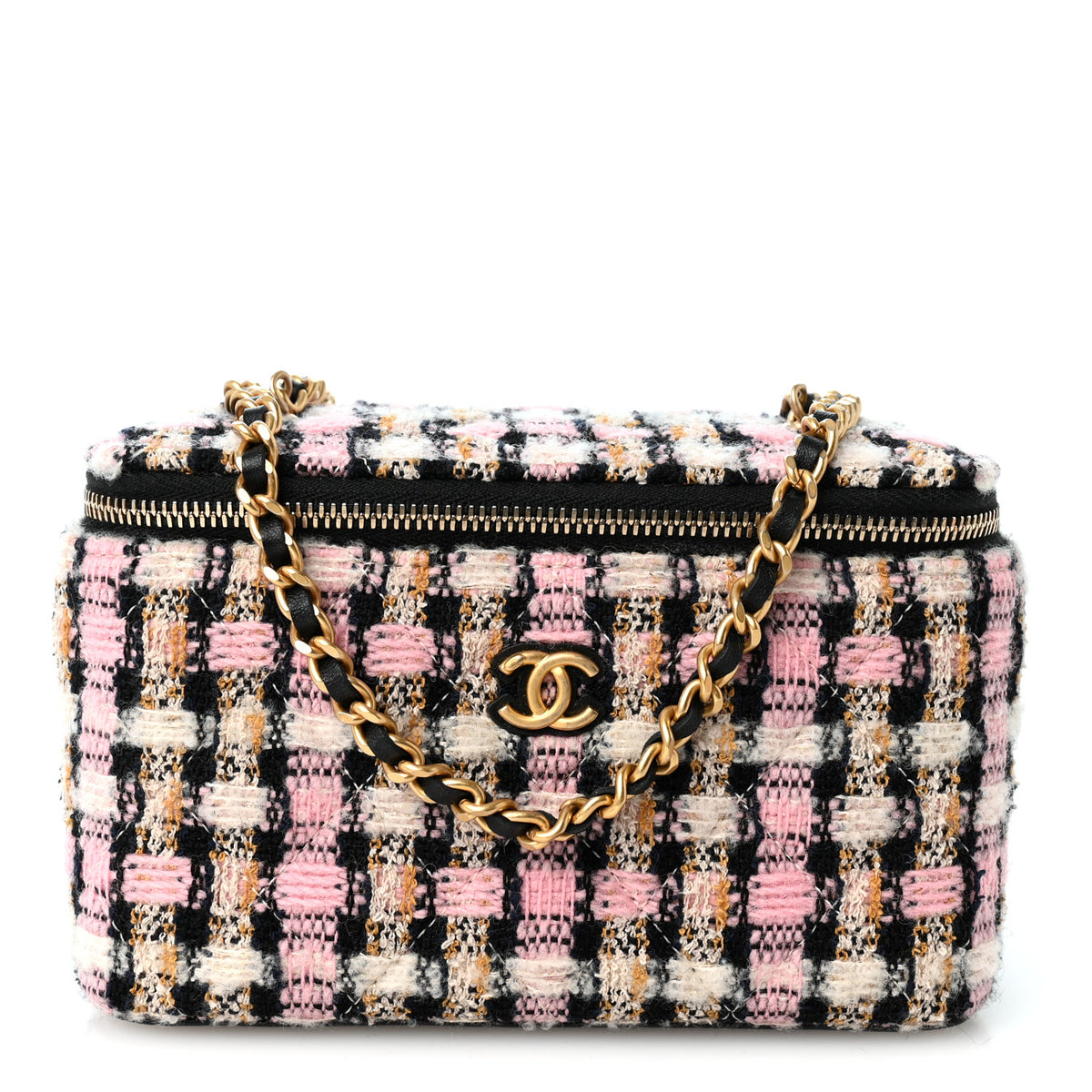 Chanel Tweed Pearl Crush Small Vanity Case With Chain Pink Multicolor 1 of 11