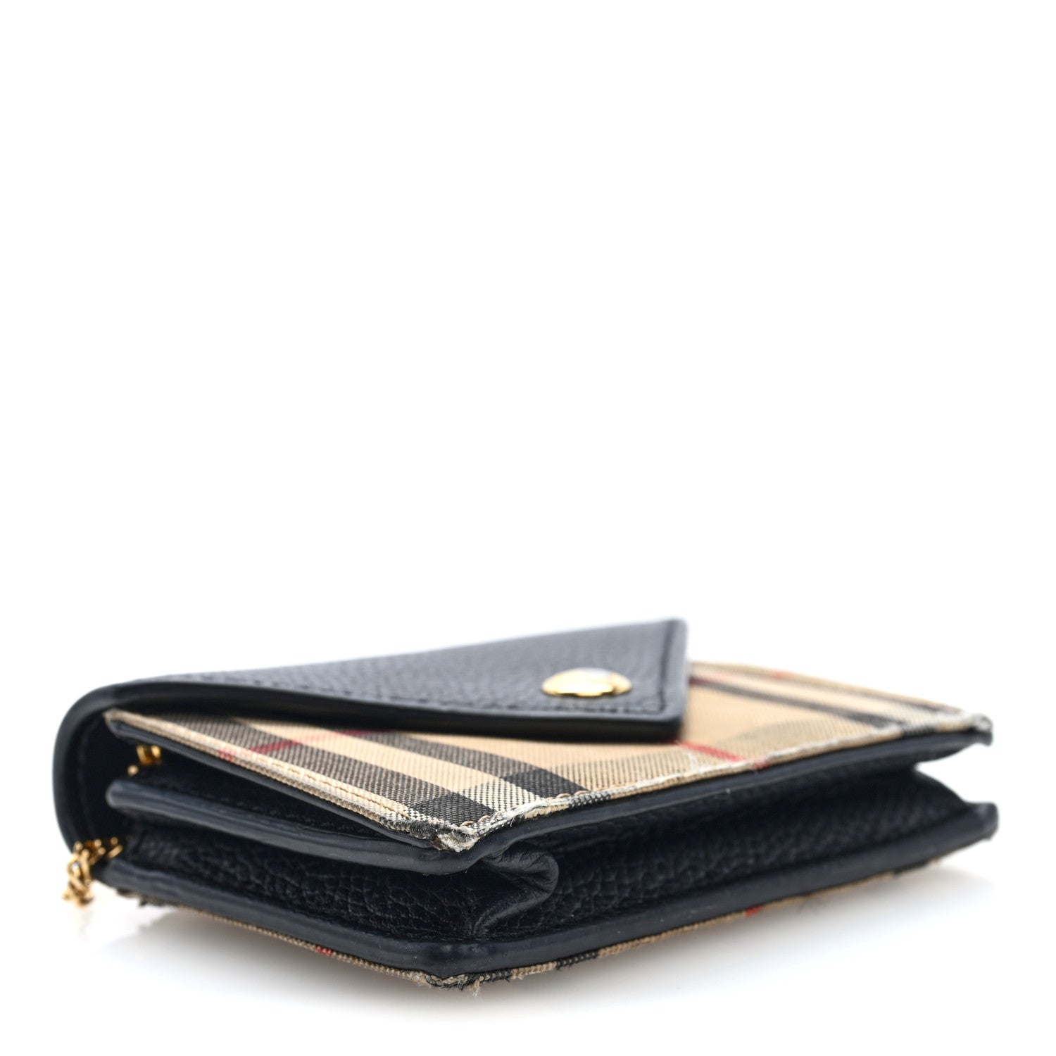 Burberry Grainy Calfskin Vintage Check Jade Card Case On Chain Black 4 of 10