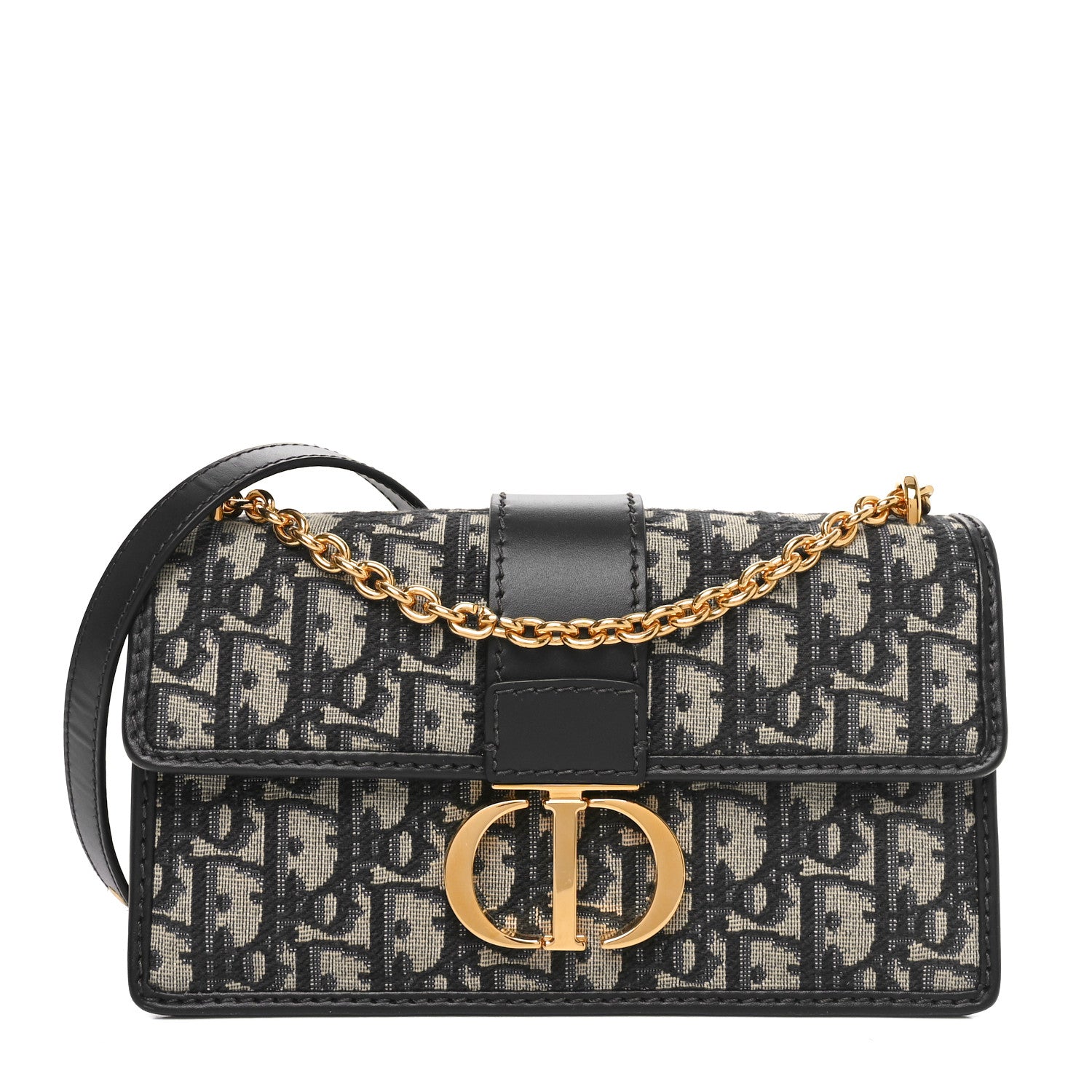 Christian Dior Oblique 30 Montaigne East West Chain Flap Bag Blue 1 of 9