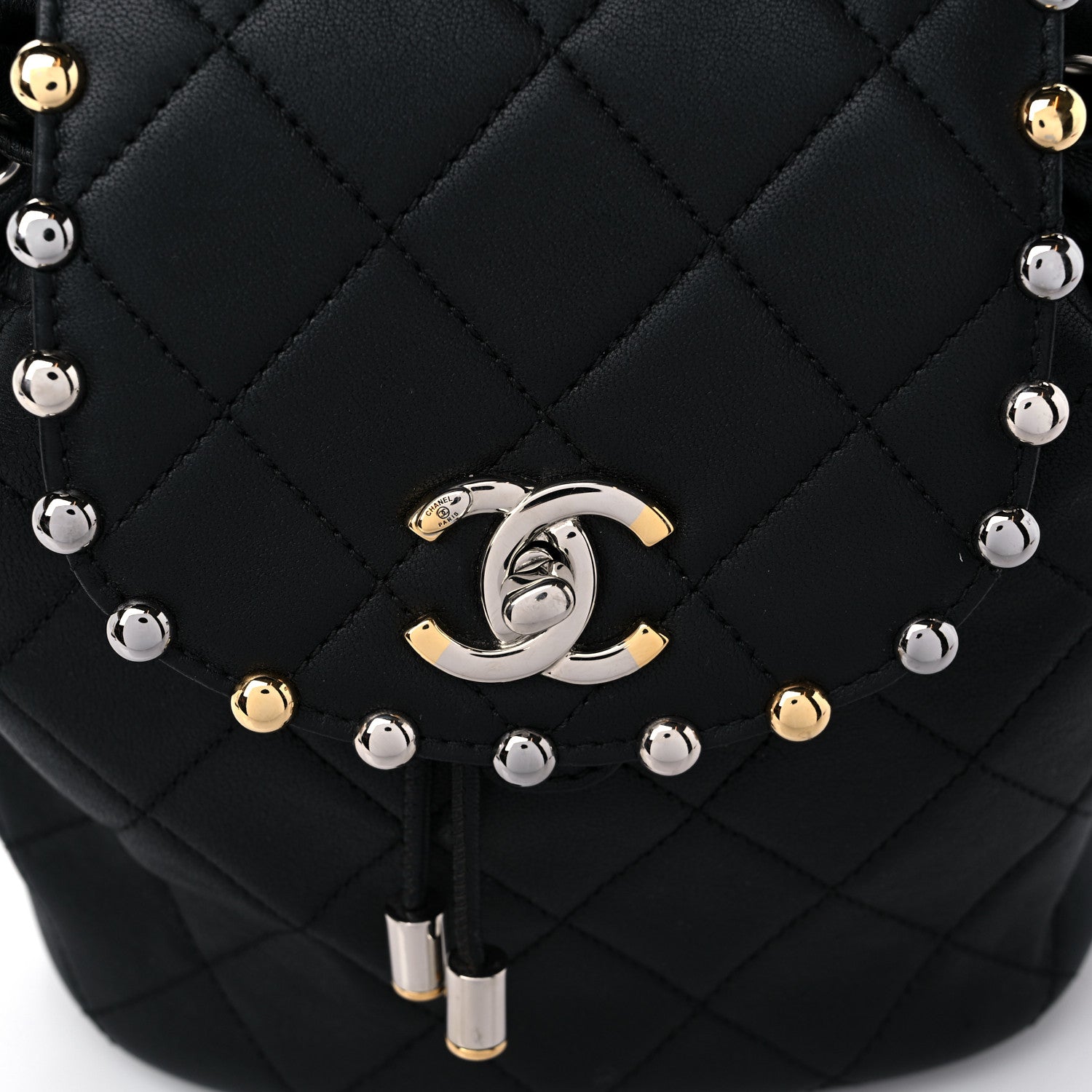 Chanel Lambskin Quilted Metallic Bubble Backpack Black 3 of 12