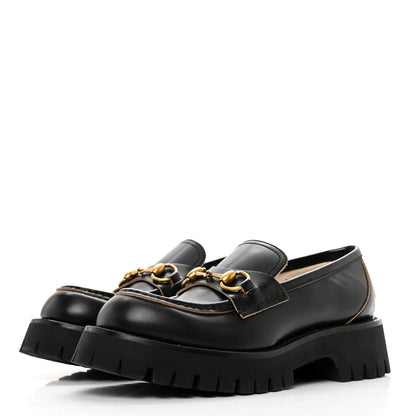 Gucci Cordovan Lux Womens Harald Horsebit 25mm Platform Loafers 37 Black 4 of 9