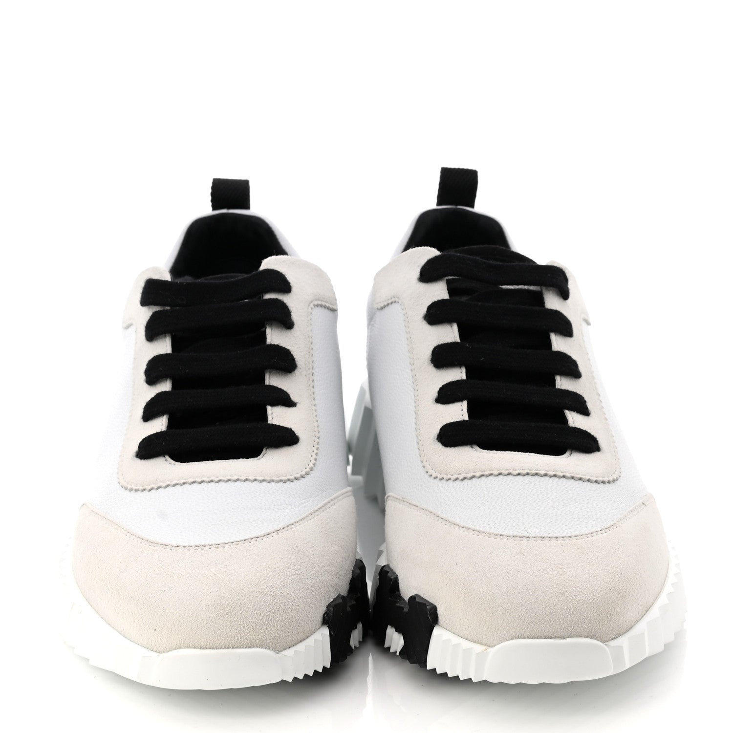 Hermes Goatskin Suede Goatskin Bouncing Sneakers 40 White Black 2 of 9