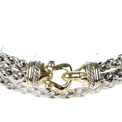 David Yurman Sterling Silver 14K Yellow Gold Garnet 6mm Double Wheat Buckle Bracelet 4 of 4