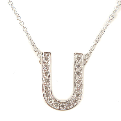 Tiffany Platinum Diamond Letter Pendant Necklace U 3 of 6
