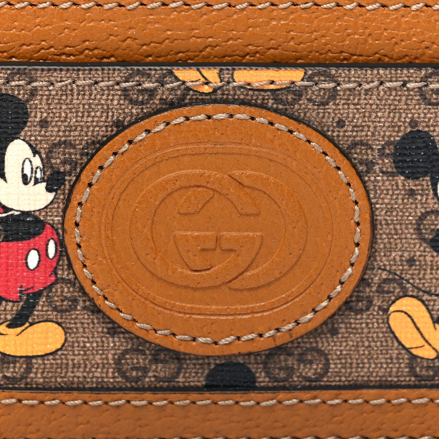 Gucci X DISNEY Mini Vintage GG Supreme Monogram Mickey Mouse Card Holder Beige Vintage Sun Oil 8 of 9