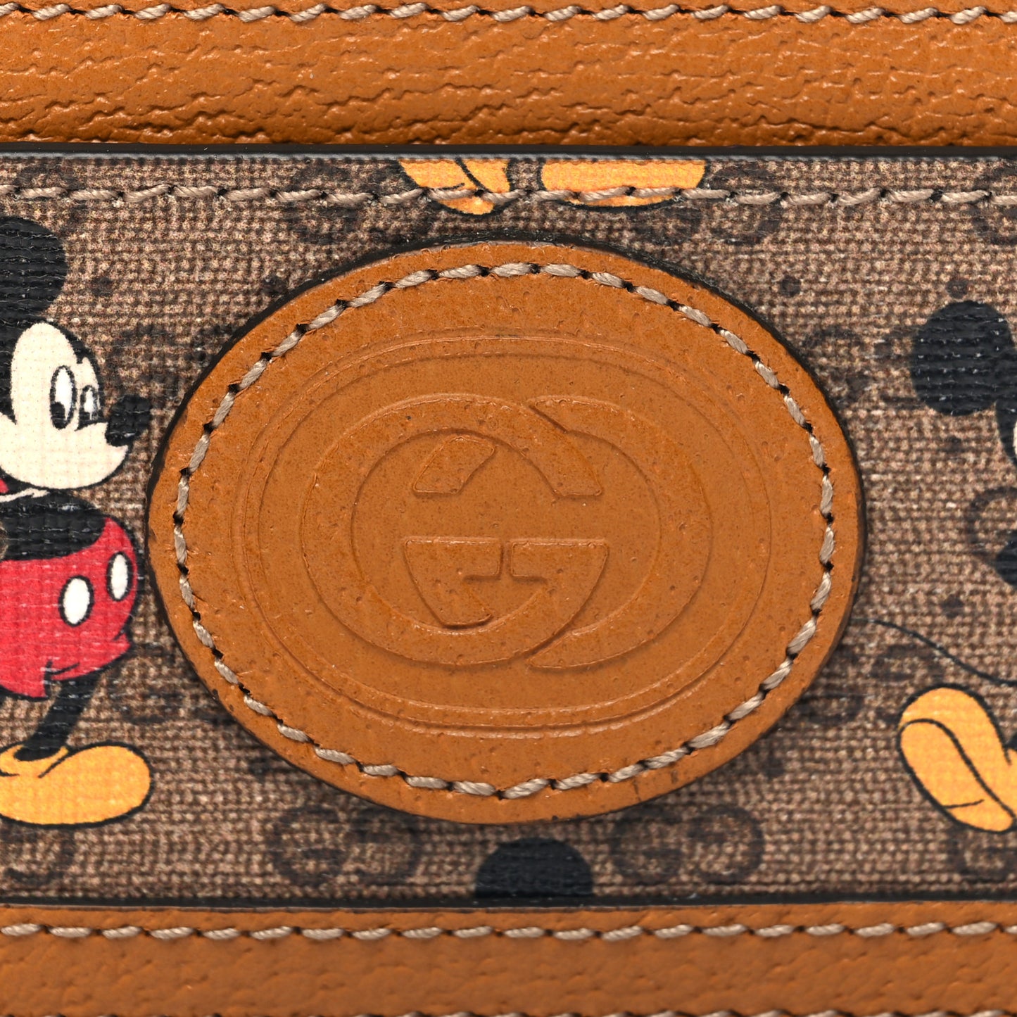 X DISNEY Mini Vintage GG Supreme Monogram Mickey Mouse Card Holder Beige Vintage Sun Oil