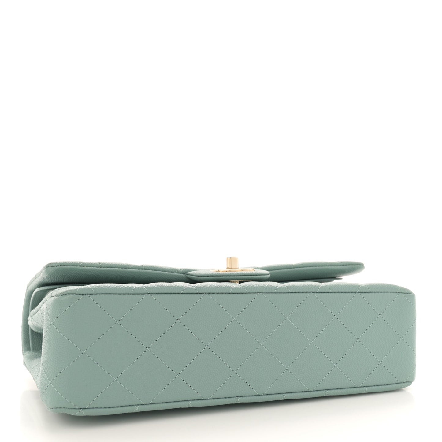 Caviar Quilted Medium Double Flap Light Blue