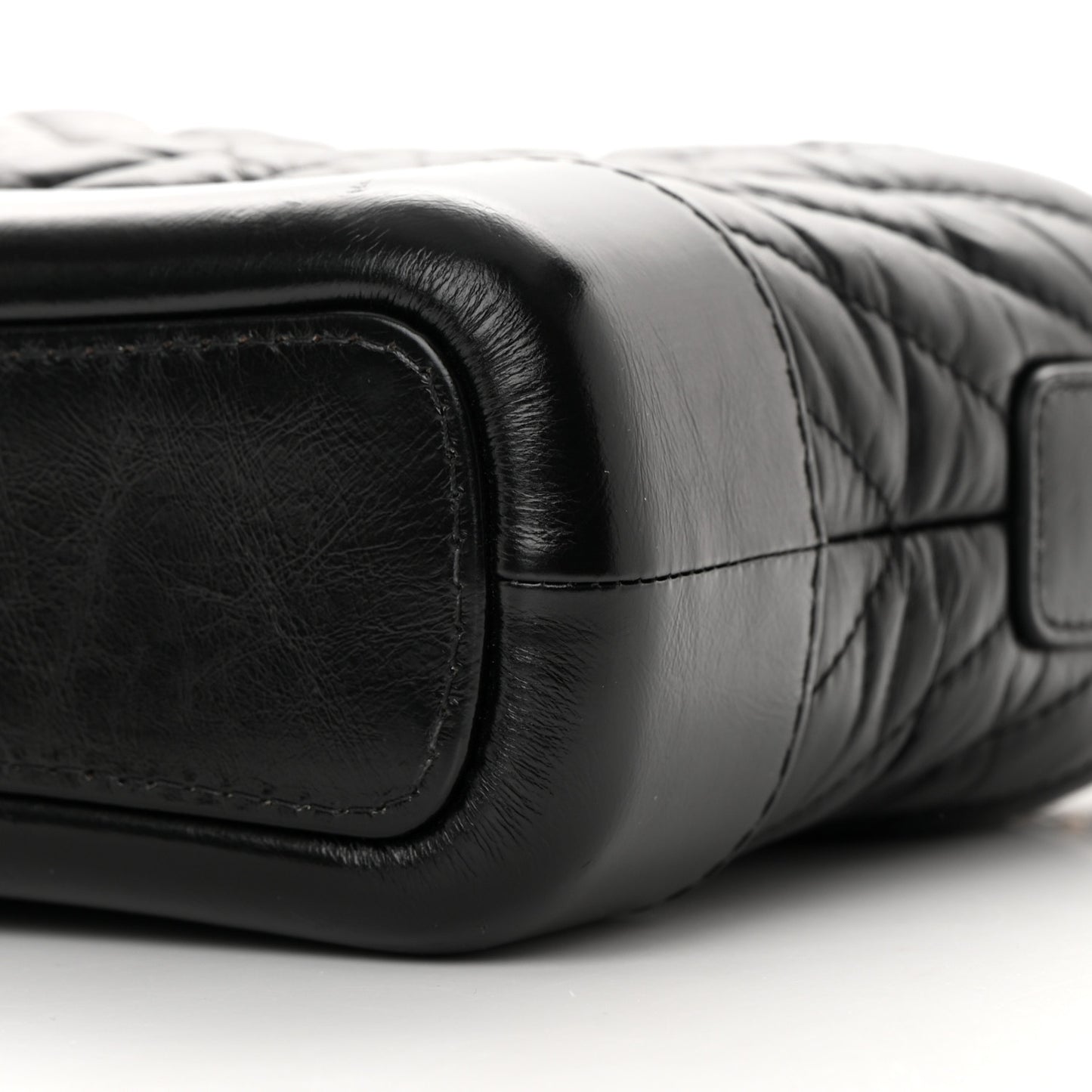Aged Calfskin Chevron Quilted Small Gabrielle Hobo Black