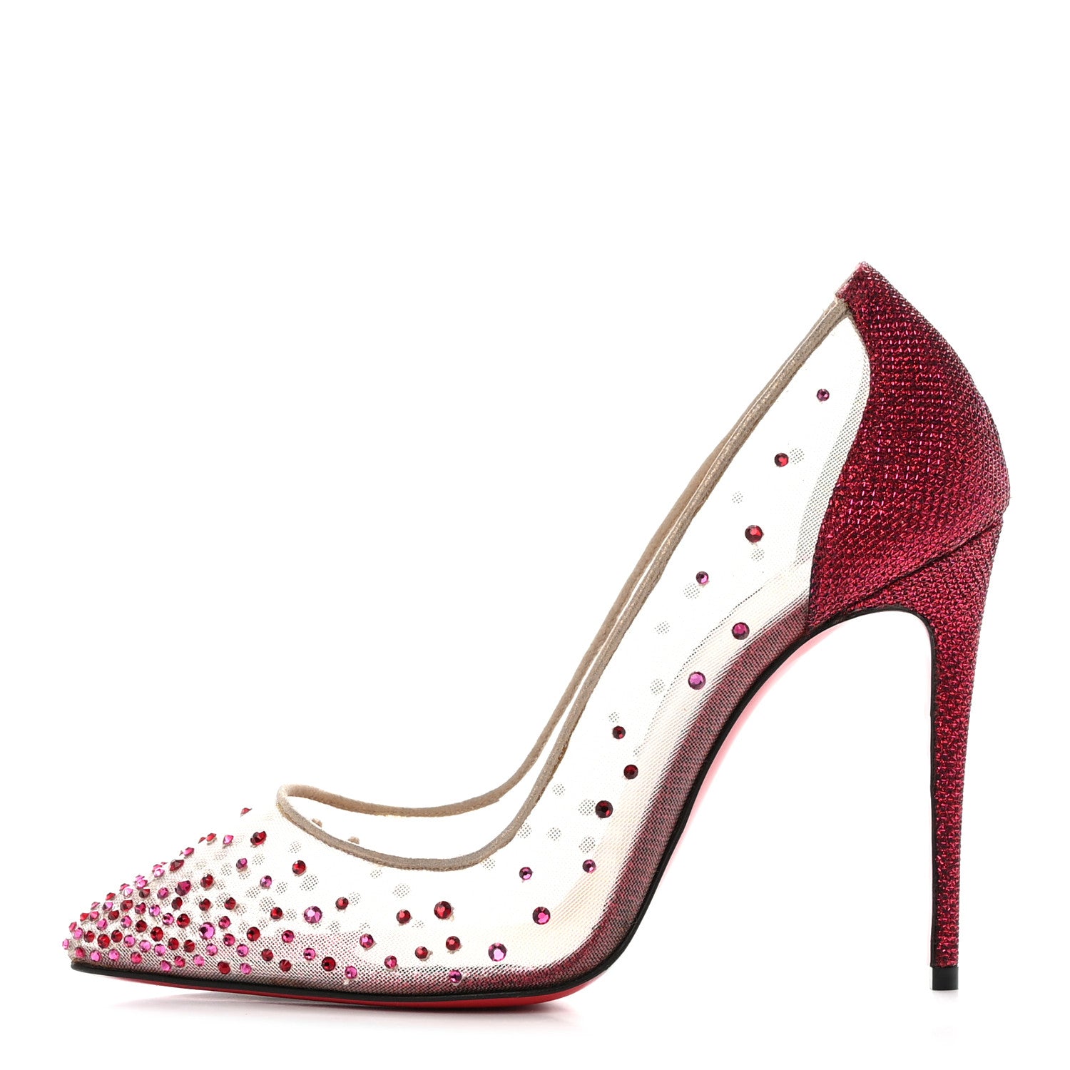 Christian Louboutin Rete Glitter Mini Specchio Strass Follies 100 Pumps 36 Cassis 1 of 12
