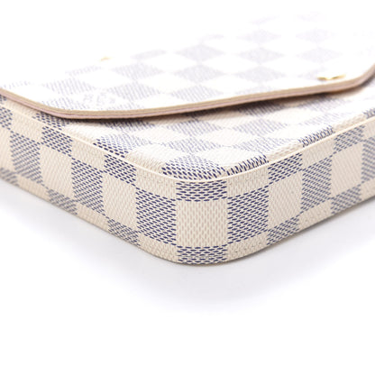 Louis Vuitton Damier Azur Pochette Felicie Chain Wallet Rose Ballerine 6 of 11