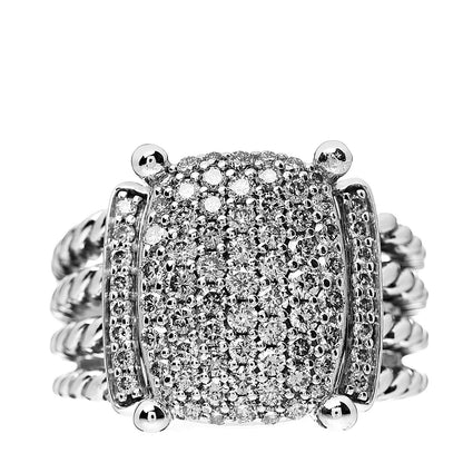 David Yurman Sterling Silver Diamond 16mm Wheaton Ring 53 6.25 1 of 5
