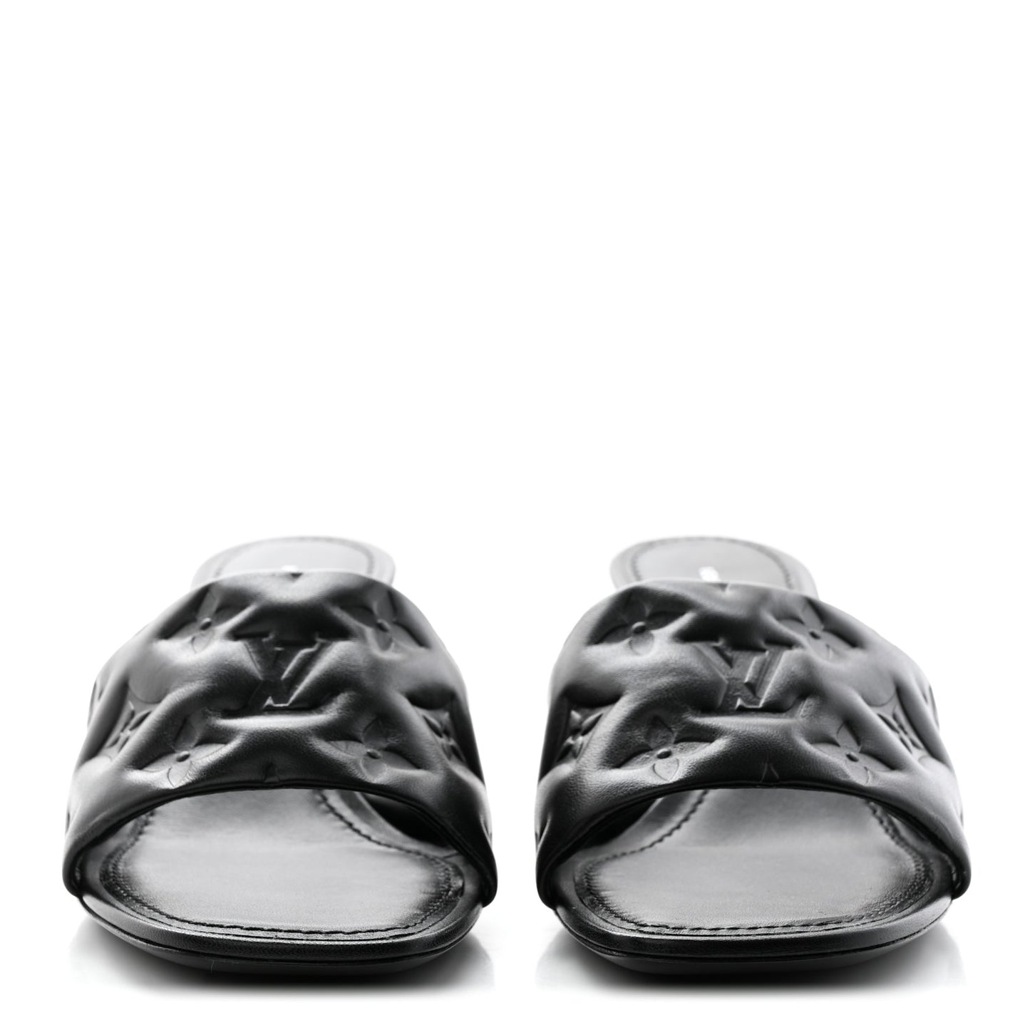 Lambskin Embossed Monogram Revival Mid Heel Mules 38 Black