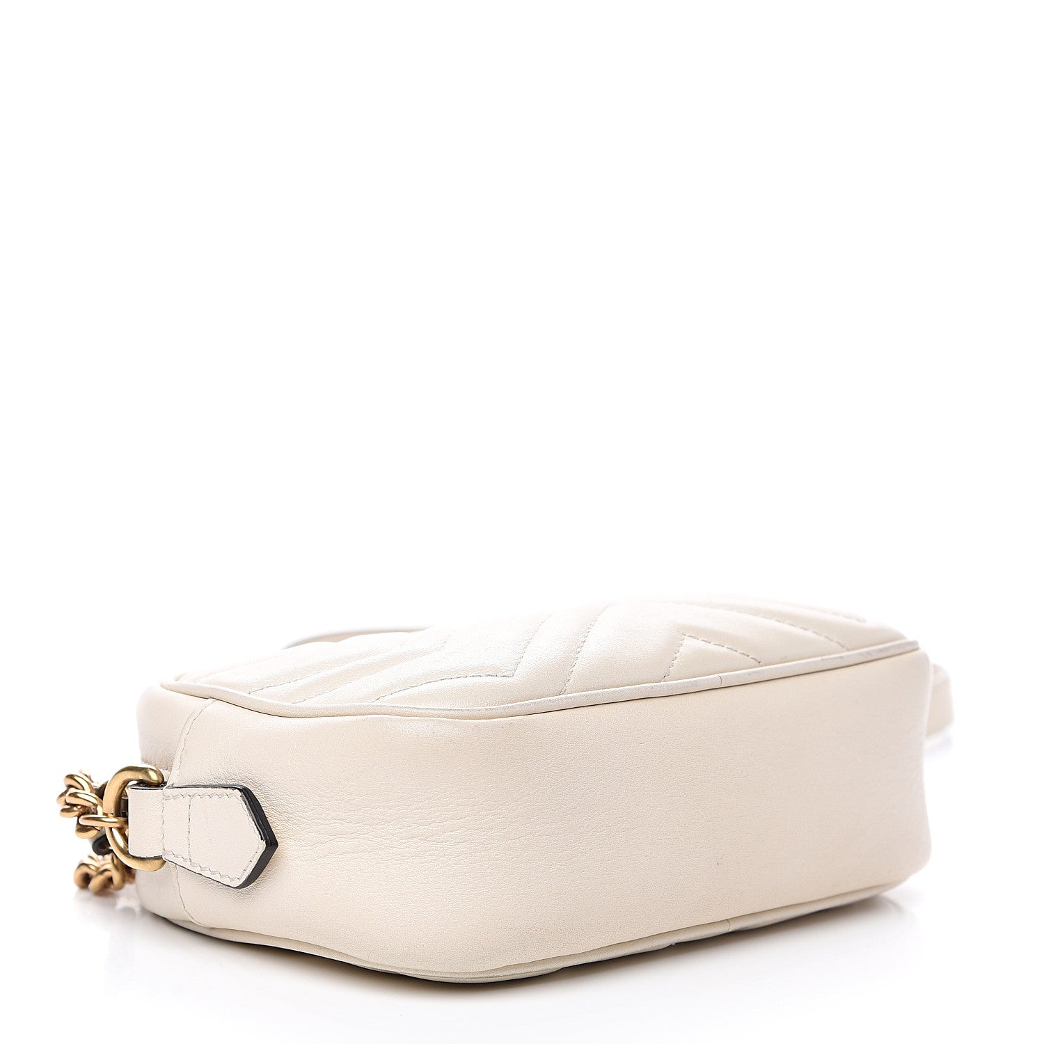 Gucci Calfskin Matelasse Mini GG Marmont Chain Shoulder Bag White 3 of 14