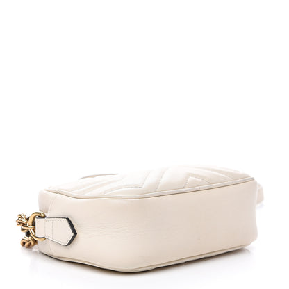 Gucci Calfskin Matelasse Mini GG Marmont Chain Shoulder Bag White 3 of 14