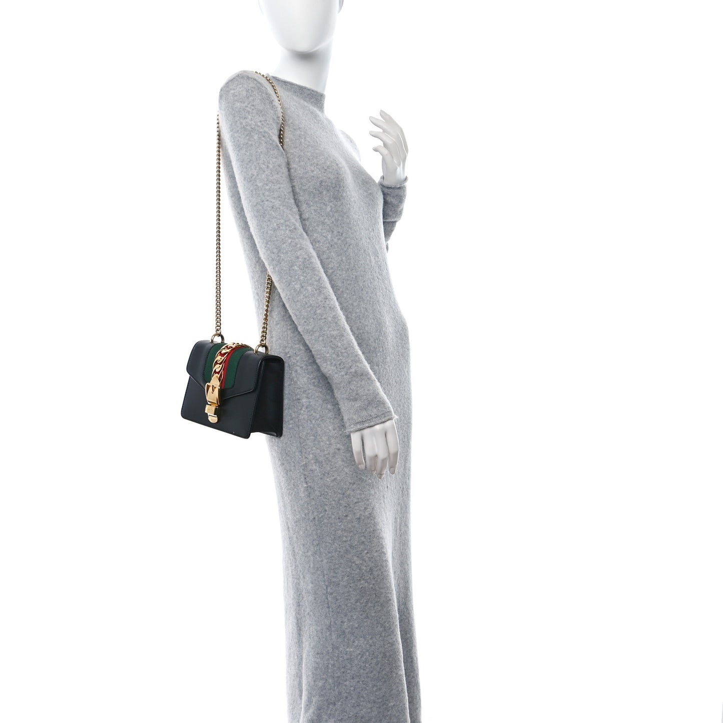 Calfskin Mini Sylvie Chain Shoulder Bag Black