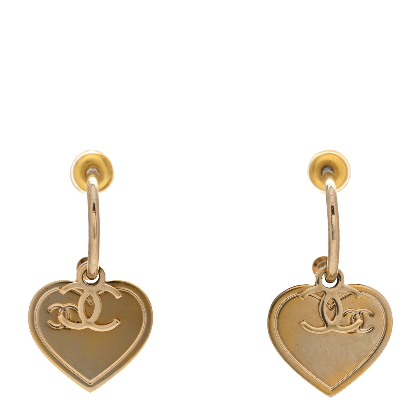 Heart CC Dangle Earrings Gold
