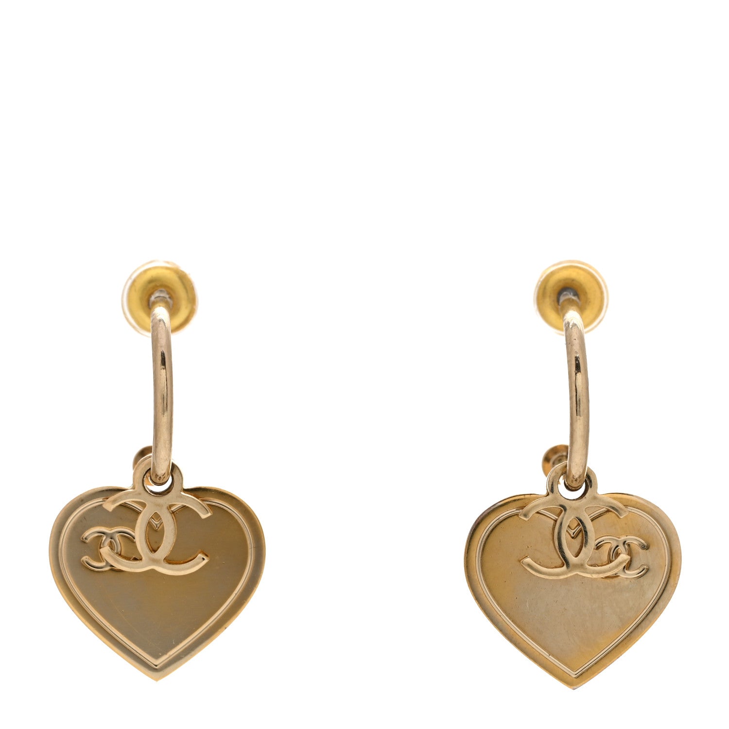 Chanel Heart CC Dangle Earrings Gold 1 of 4