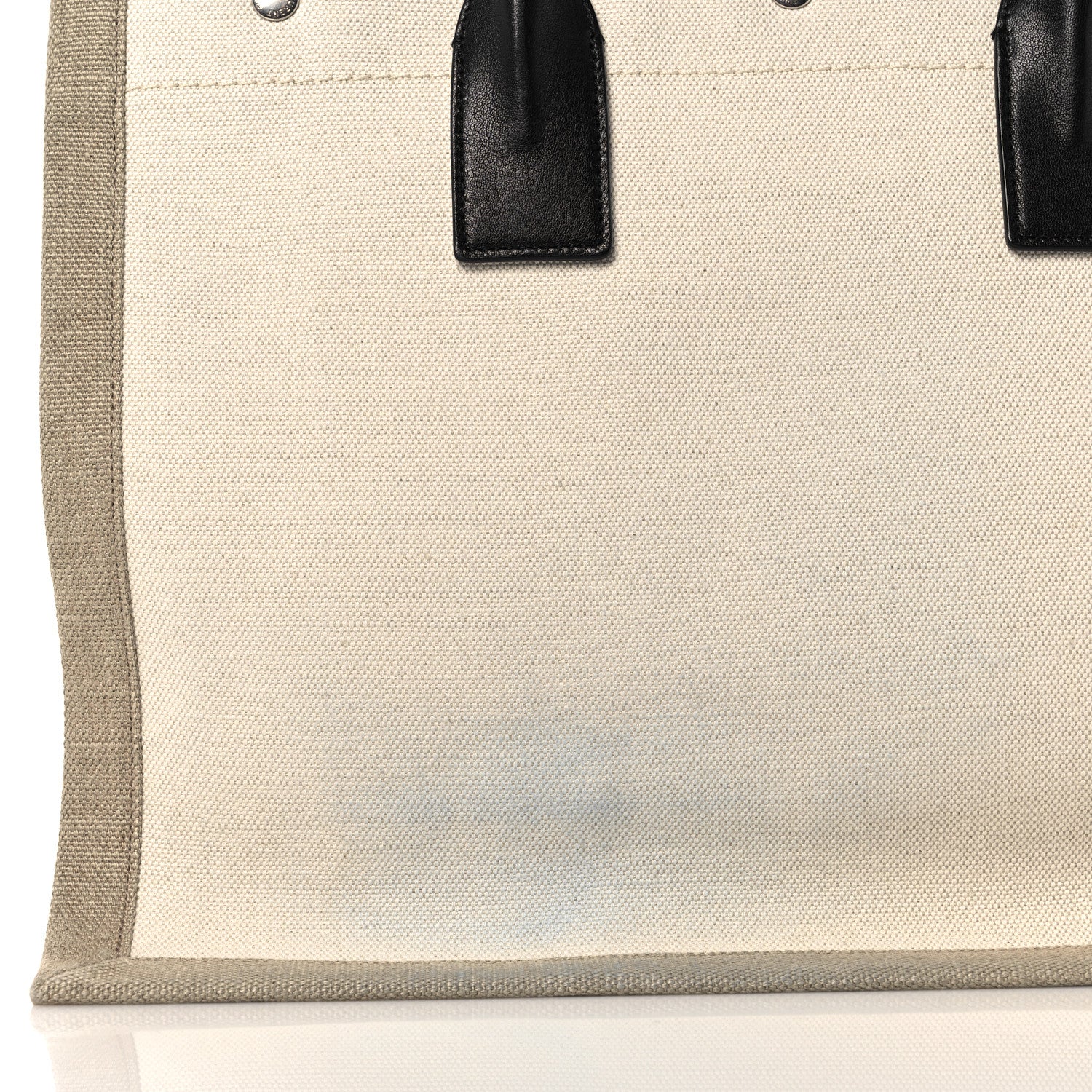 Saint Laurent Linen Calfskin Small Rive Gauche Tote Greggio Natural 11 of 11