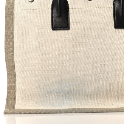 Saint Laurent Linen Calfskin Small Rive Gauche Tote Greggio Natural 11 of 11