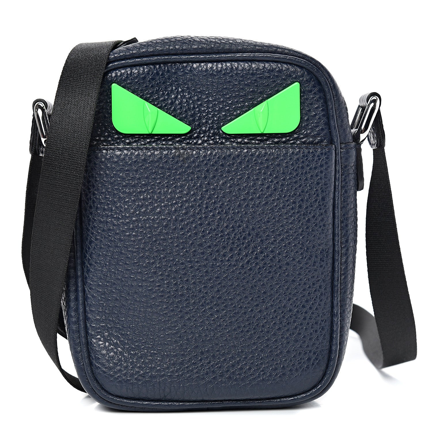 Fendi Cuoio Romano Fluo Metal Bug Eyes Small Messenger Bag Blue Notte Verde Fluo 1 of 9