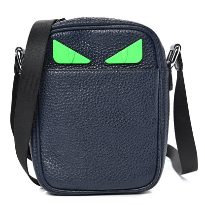 Fendi Cuoio Romano Fluo Metal Bug Eyes Small Messenger Bag Blue Notte Verde Fluo 1 of 9