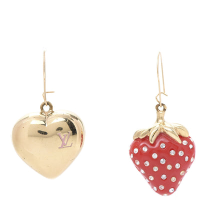 Louis Vuitton Fraises Strawberry Heart Earrings 1 of 7