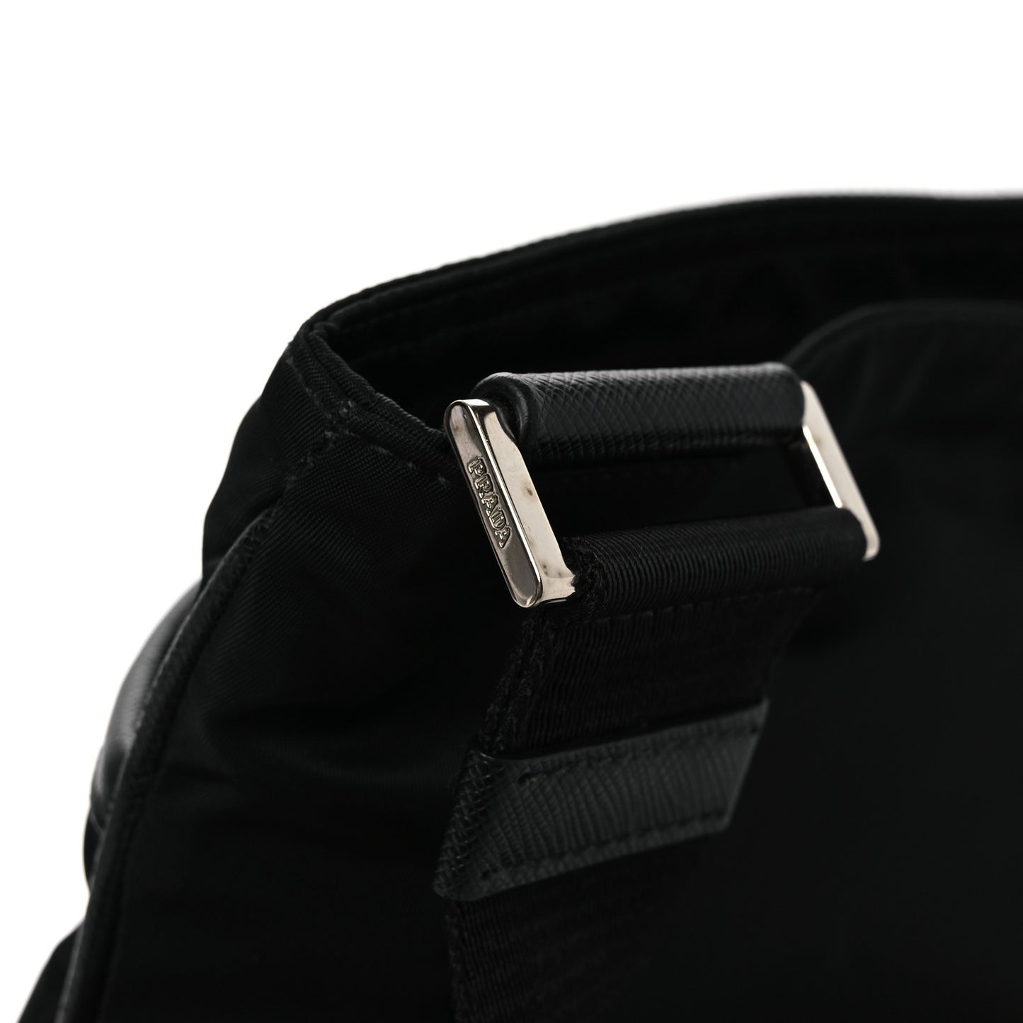 Tessuto Nylon Saffiano Flat Messenger Bag Black