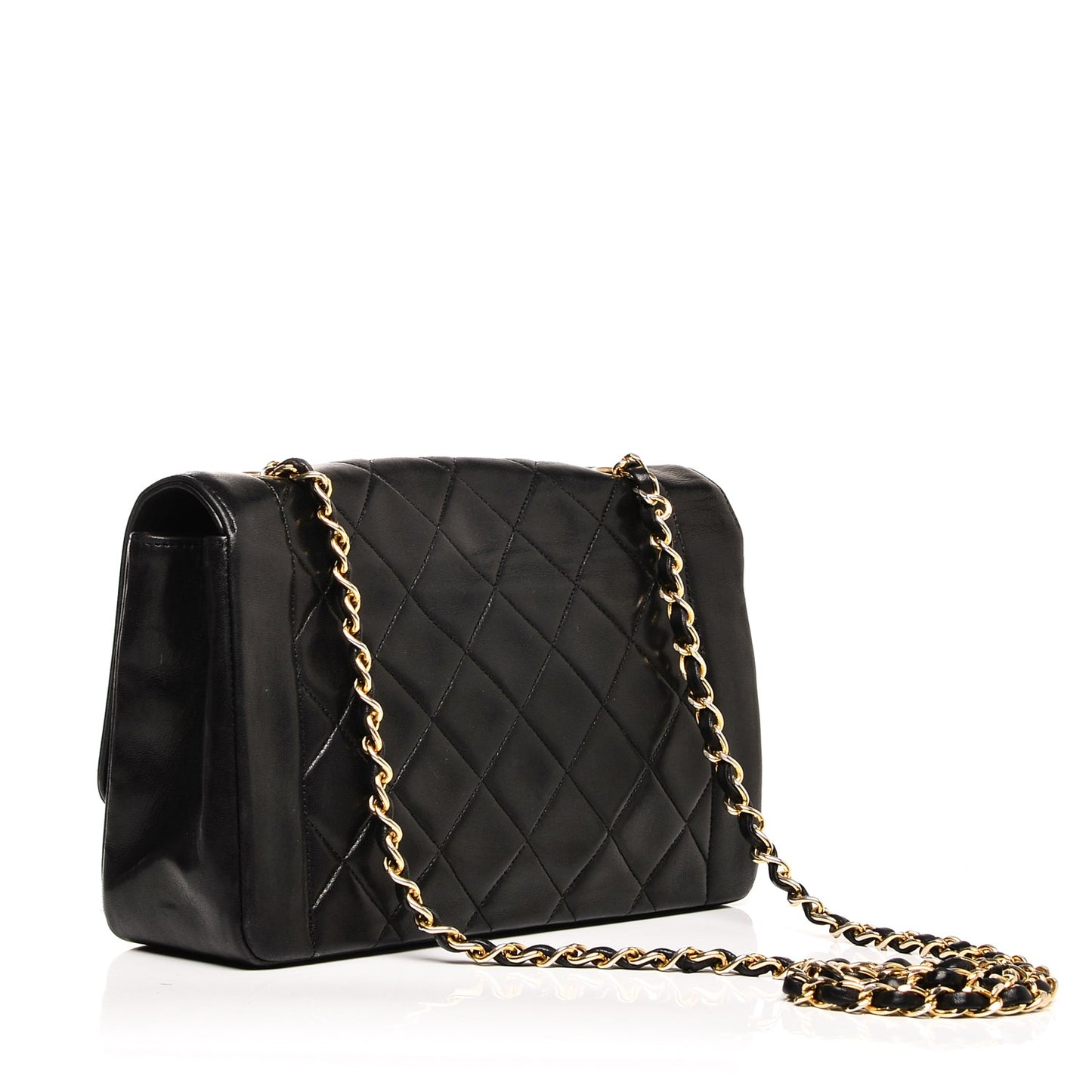 Lambskin Quilted Medium Single Flap Black