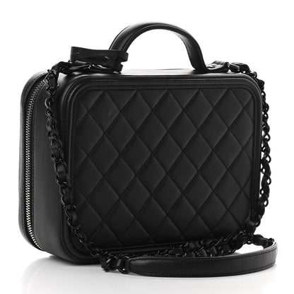 Chanel Lambskin Quilted Medium CC Filigree Vanity Case Black 3 of 10