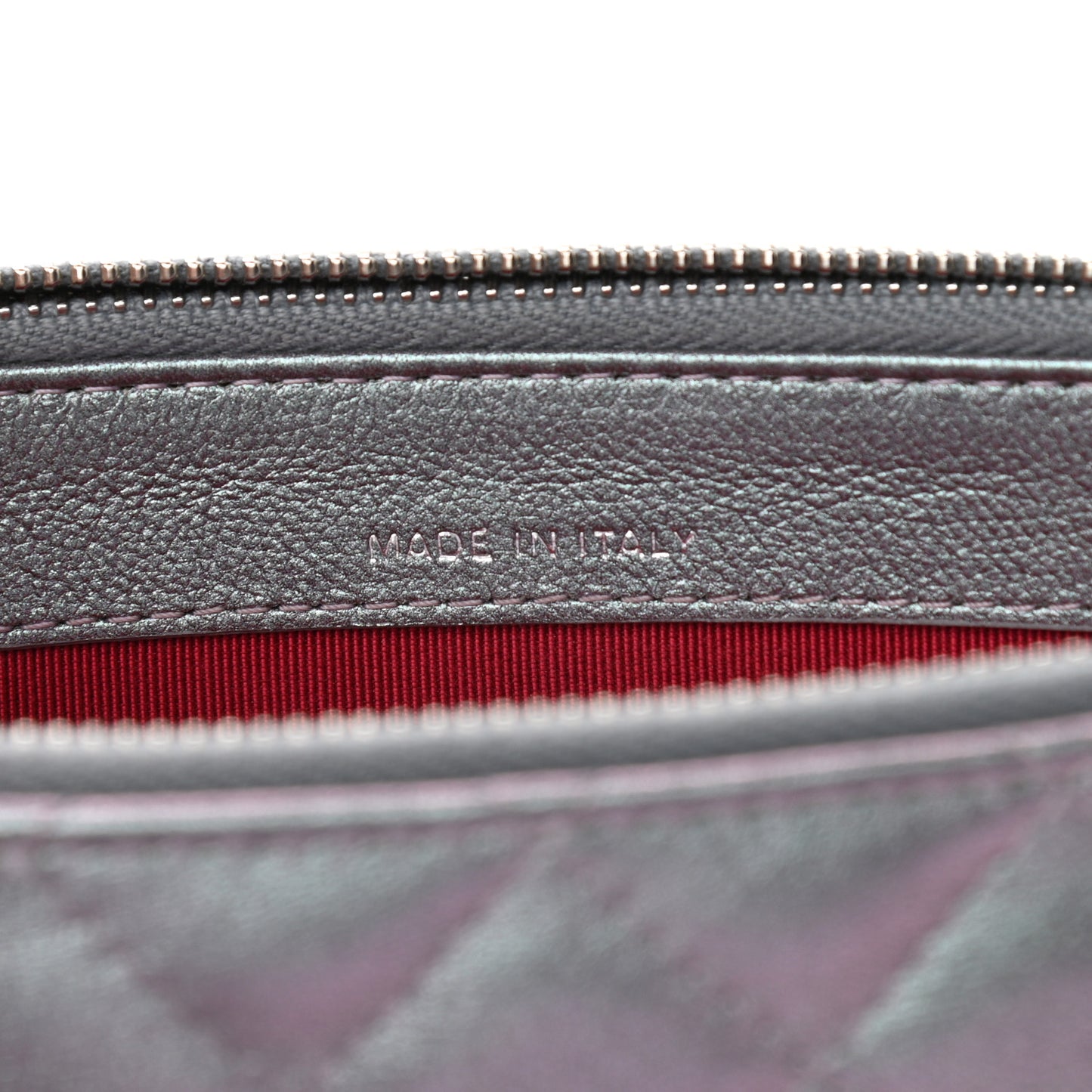 Iridescent Lambskin Calfskin Quilted Small Gabrielle Clutch With Chain Light Purple