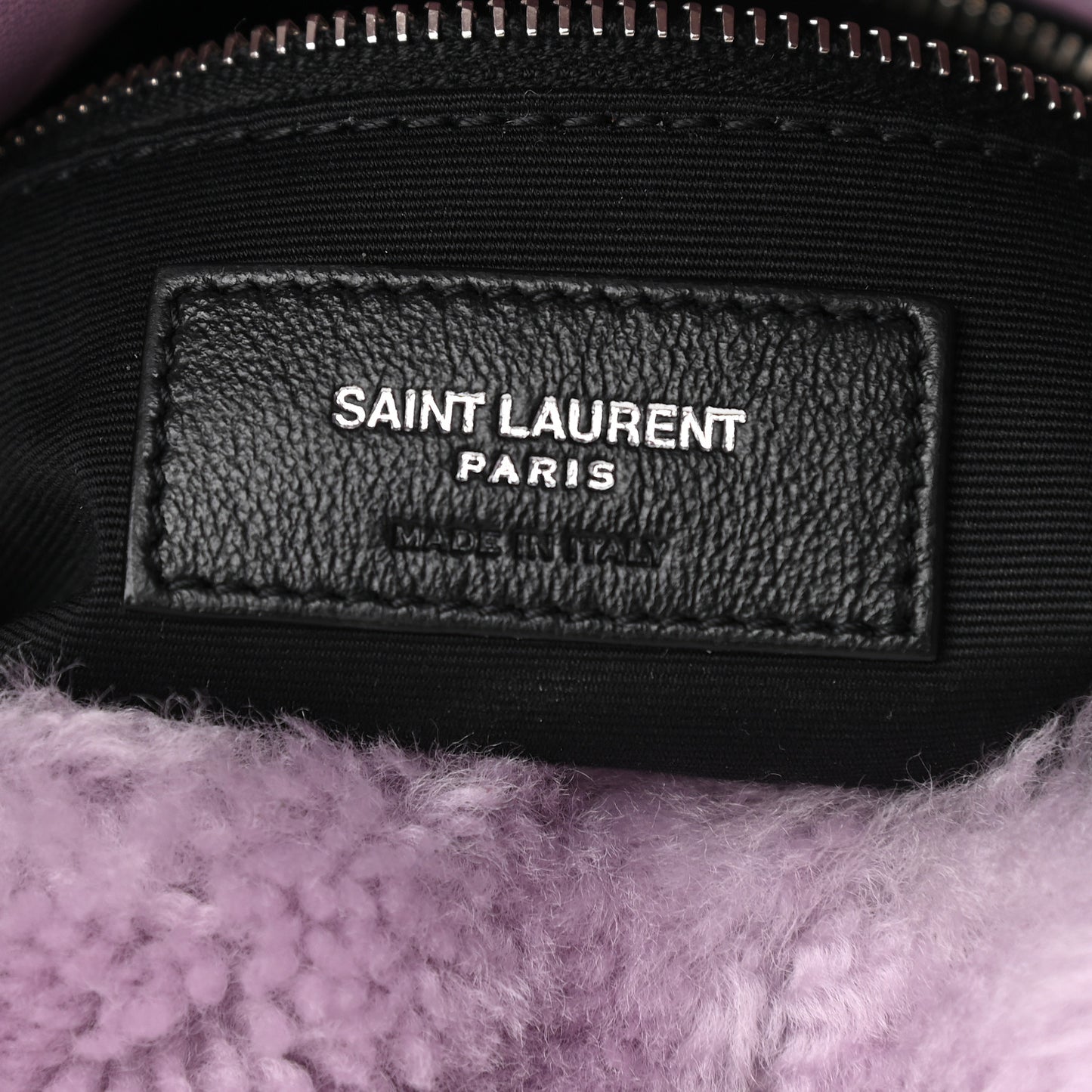 Merino Shearling Lambskin Quilted Small Loulou Puffer Monogram Chain Satchel Lila
