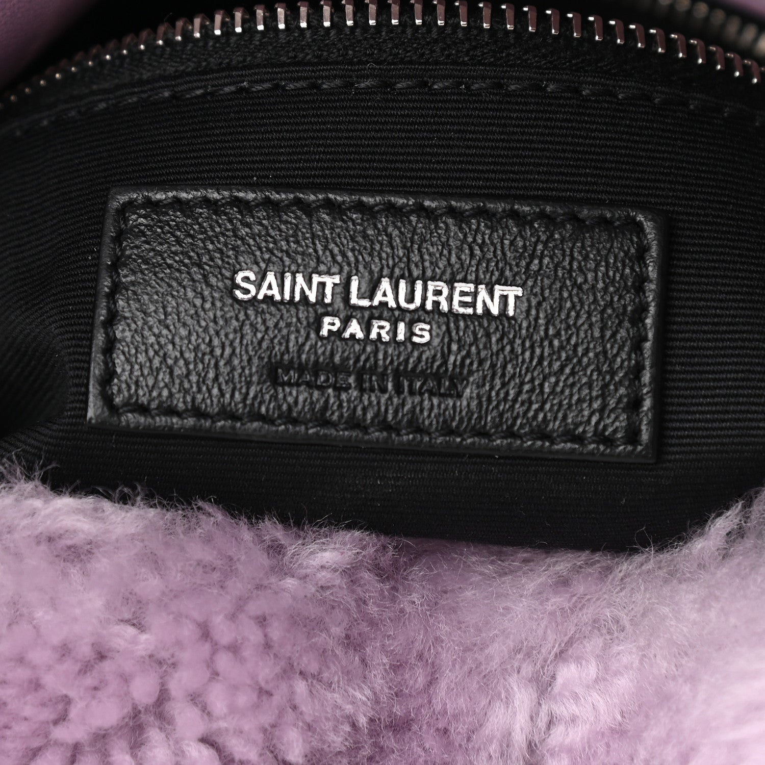Saint Laurent Merino Shearling Lambskin Quilted Small Loulou Puffer Monogram Chain Satchel Lila 6 of 8