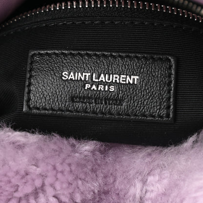 Saint Laurent Merino Shearling Lambskin Quilted Small Loulou Puffer Monogram Chain Satchel Lila 6 of 8