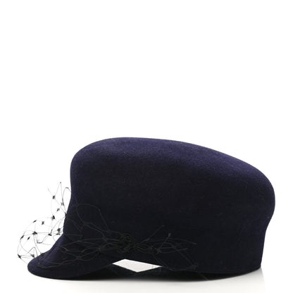 Christian Dior Cotton Canvas Arty Cap with Veil 58 Navy Blue 4 of 8