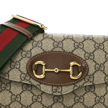 Gucci GG Supreme Monogram Azalea Calfskin Web Mini Horsebit 1955 Chain Shoulder Bag Beige Ebony Brown Sugar 8 of 10