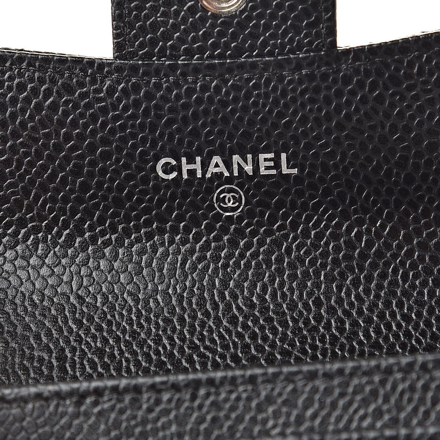 Caviar Quilted Flap Card Holder Wallet Black