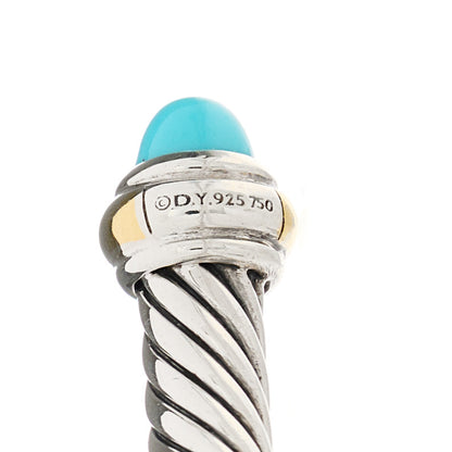 David Yurman Sterling Silver 18K Yellow Gold Turquoise 4mm Cable Classics Bracelet 4 of 4
