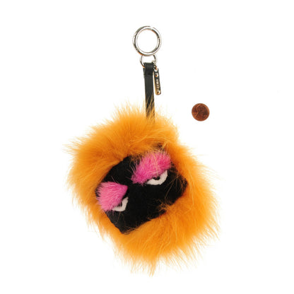 Fendi Fox Mink Rabbit Fur Vitello Flamingo Monster Bag Bug Charm Honey Black Multicolor 2 of 4