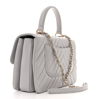 Chanel Lambskin Chevron Quilted Medium Trendy CC Dual Handle Flap Bag Grey 3 of 13