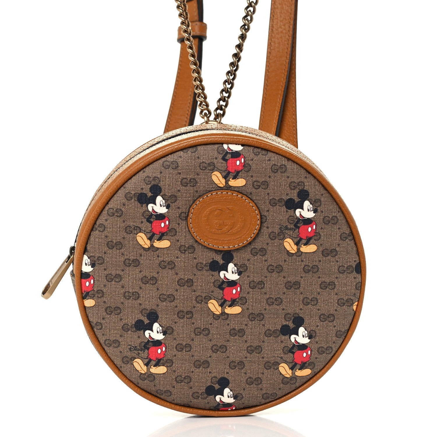 Gucci X DISNEY Mini Vintage GG Supreme Monogram Mickey Mouse Round Backpack Beige Vintage Sun Oil 6 of 8