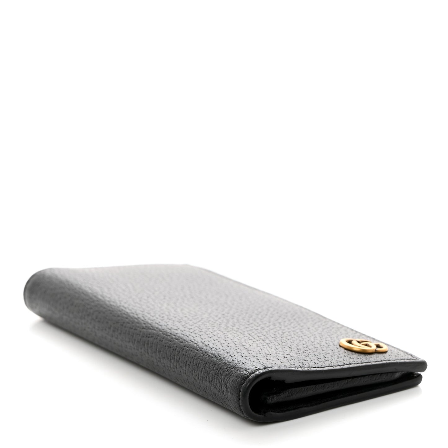 Calfskin Boar Effect GG Marmont Long Wallet Black
