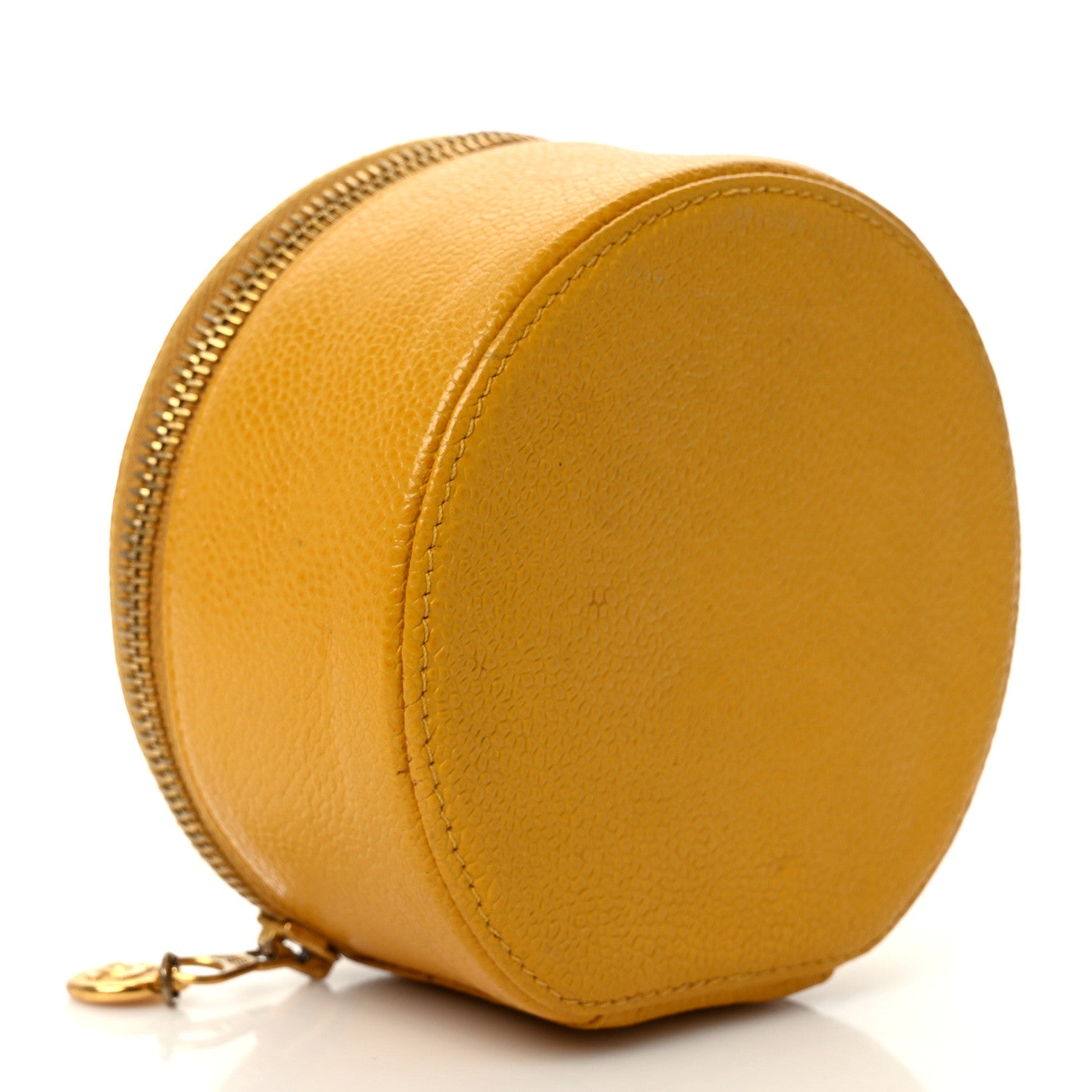 Chanel Caviar Round Jewelry Travel Case Yellow 3 of 6