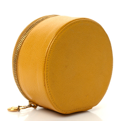 Chanel Caviar Round Jewelry Travel Case Yellow 3 of 6