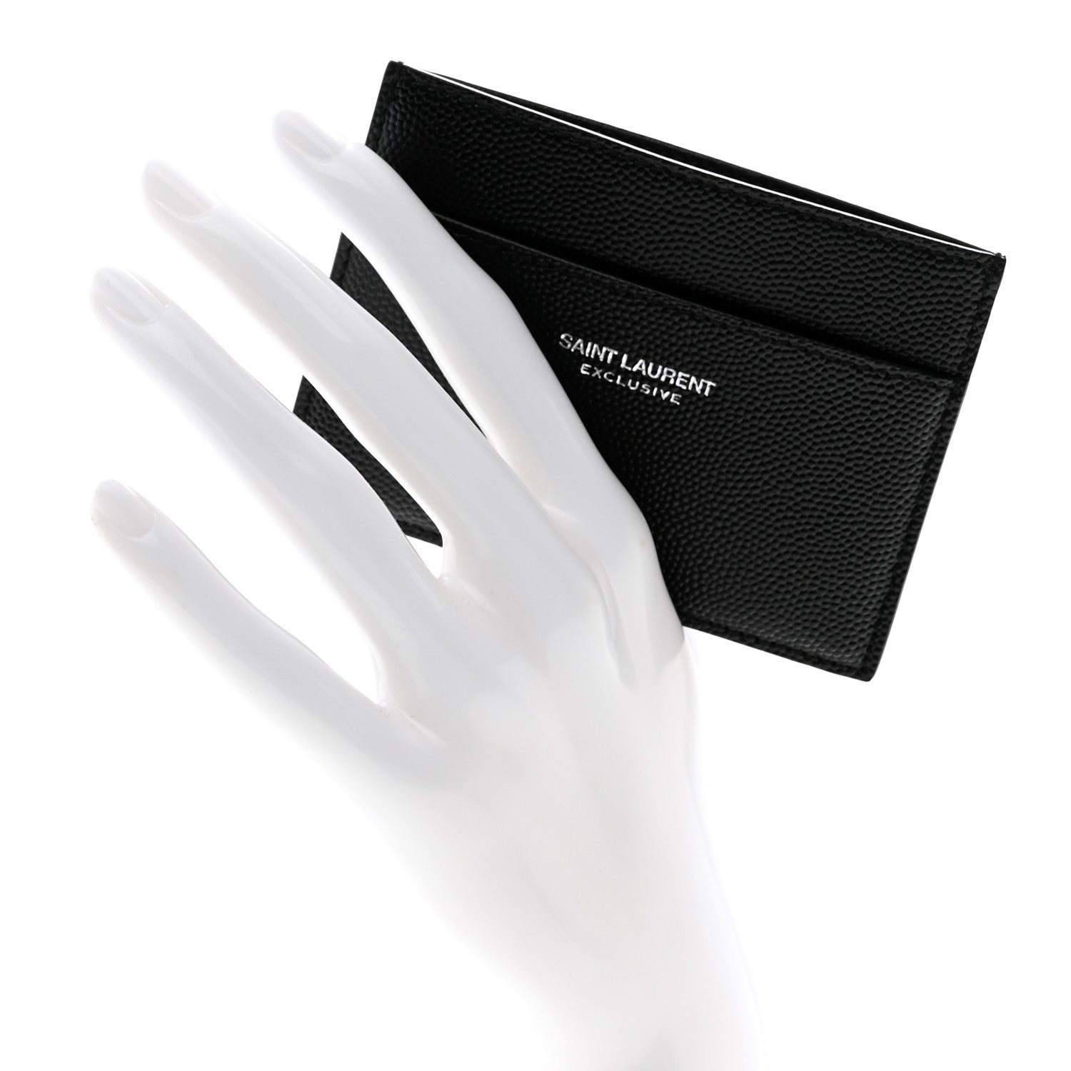 Saint Laurent Grain De Poudre Card Case Black 2 of 7