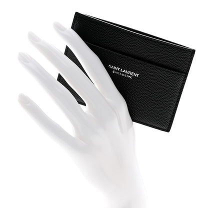 Saint Laurent Grain De Poudre Card Case Black 2 of 7
