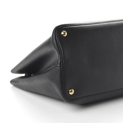 Prada Saffiano Cuir Medium Double Bag Black Fuoco 6 of 17