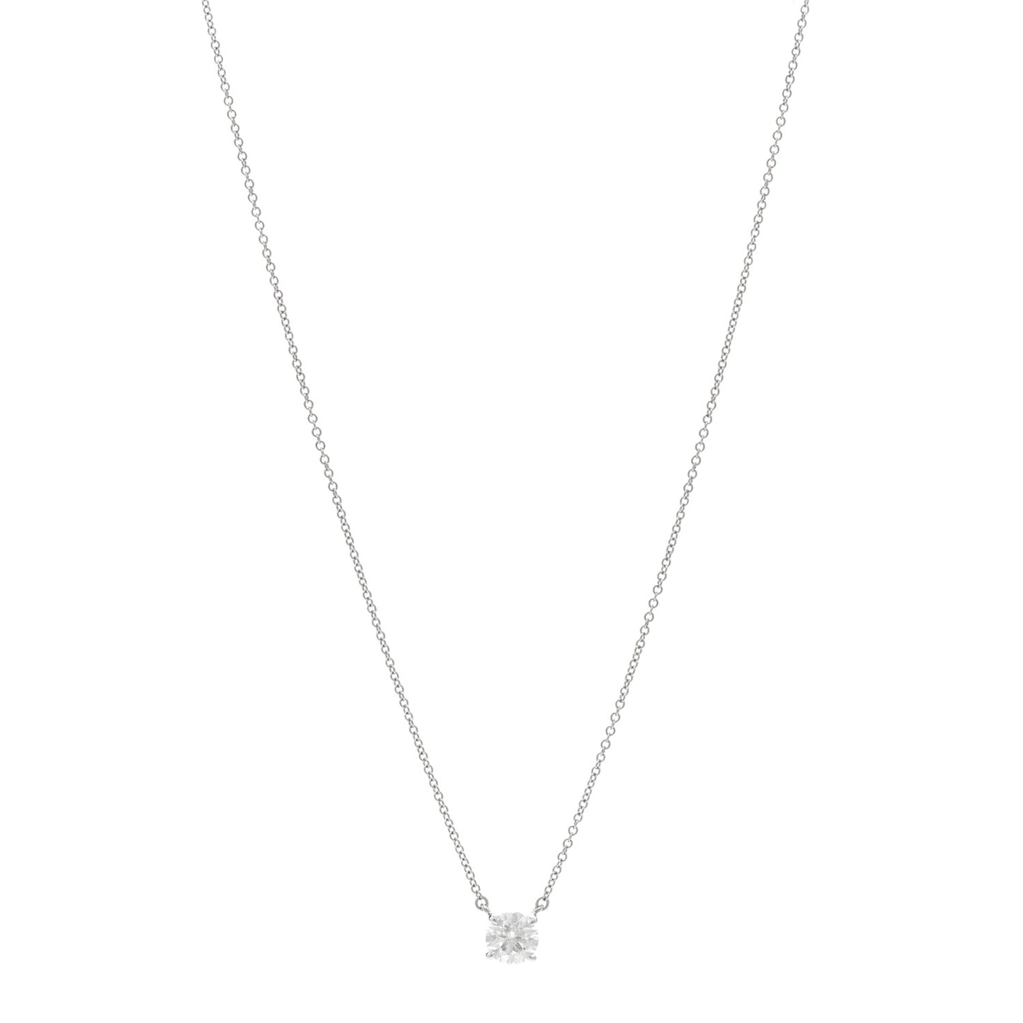 Platinum Diamond .79ct Solitaire Pendant Necklace